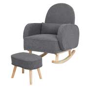Elegant Fleece Rocking Chair with footstool - Space-Saving Design