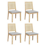 Ergonomic 4X Cane Dining Chair Rattan Armless Seat - Premium Quality