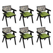 Minimalist Dining Chair Retro Backrest Chair x6 - Durable Frame