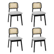 Modern Dining Chair Wood Rattan Armless Black x4 - Premium Quality