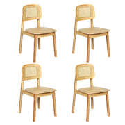 Compact 4x Rattan Dining Chair Wooden Kitchen Chair - Sleek Modern