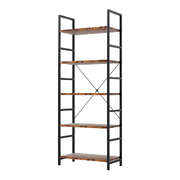 Compact 5-Tier Industrial Bookshelf Bookcase 157.5cm - Sleek Modern