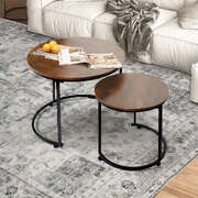 Round Nesting Coffee Table Wood 60x50.5cm
