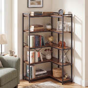 5 Tier Corner Bookshelf L-Shape Storage Rack | EXTG