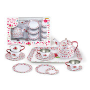 WHITE FLOWER TIN TEA SET