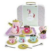 Deluxe Unicorn Tin Tea Set In Suitcase 18Pcs