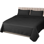 Bedspread Set Quilted Comforter with Soft Pillowcases King Dark Grey