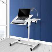 Mobile Laptop Desk Adjustable Computer Table Stand Office Study Bed White