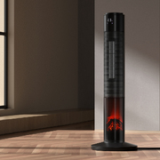 Devanti 2000W Electric Ceramic Tower Heater with 3D Flame and Remote Control