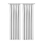 Artqueen 2X Pinch Pleat Pleated Blockout Curtains White 180cmx213cm