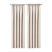 Artqueen 2X Pinch Pleat Pleated Blockout Curtains Sand 240cmx213cm