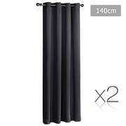 Set of 2 ArtQueen 3 Pass Eyelet Blockout Curtain Black 140cm