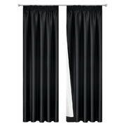 Art Queen 2 Pencil Pleat 140x213cm Blockout Curtains - Black