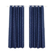 Art Queen 2 Star Blockout 180x180cm Blackout Curtains - Navy