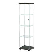 Contemporary Display Storage Cabinet Glass Black - High Back Support