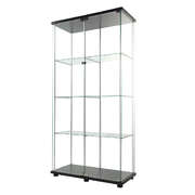 Cozy 164cm Glass Display Cabinet 2 Doors - Wood Finish Classic