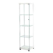 Functional Display Cabinet Tempered Glass White - Comfortable Design