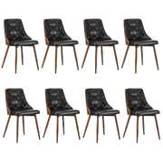 8x Dining Chairs PU Leather Black Retro Kitchen Cafe Seat Metal Legs