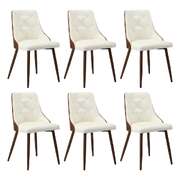 Dining Chairs Kitchen Lounge PU Leather x6 White