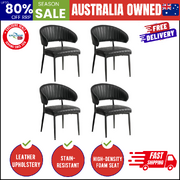 Dining Chair PU Leather Padded Seat Black Modern Kitchen Furniture