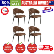 Dining Chair PU Leather Padded Seat Brown Modern Kitchen Furniture