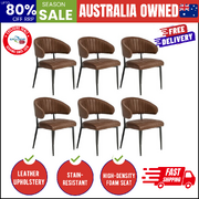 Dining Chair PU Leather Padded Seat Brown Modern Kitchen Furniture