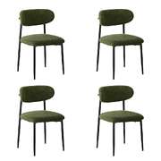 4x Dining Chairs Kitchen Chair Cafe Chair Boucle Black&Green