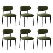 6x Dining Chairs Kitchen Chair Cafe Chair Boucle Black&Green