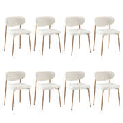 8x Dining Chairs Boucle Fabric Wood&White