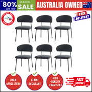 Grey Dining Chair Set of 6 with Linen Fabric and Contoured Foam Seat