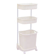 3 Tier Bathroom Laundry Clothes Baskets Bin Hamper Mobile Rack Removable Shelf