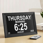 10 Inch Digital Day Clock Alarm Calendar Desk Clock For Dementia Date And Week Black