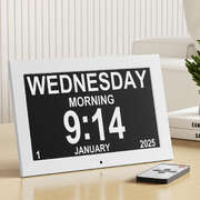 10 Inch Digital Day Clock Alarm Calendar Desk Clock For Dementia Date And Week White