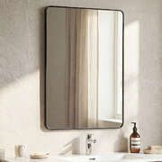 Rectangle Wall Mirror 75x50cm Black Aluminium | EXTG