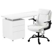 Modern White Computer Desk with Executive Office Chair Set for Home Office