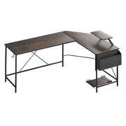 Contemporary Computer Desk Corner Desk Brown - Scandi Inspired Design