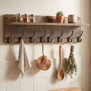 Wall Mounted Coat Rack Shelf Hooks Set 2 | EXTG