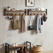Wall Mounted Coat Rack Shelf Double Hooks Set 2 | EXTG