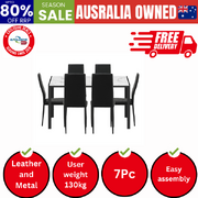 140cm Rectangle Dining Table with 6PCS Dining Chairs Marble White&Black
