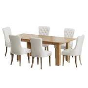 200cm Extendable Dining Table with 6PCS Dining Chairs Velvet Beige