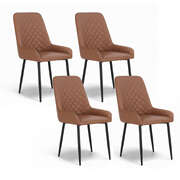 4X Dining Chairs Retro Pu Leather Kitchen Lounge Cafe Accent Chair