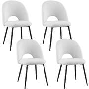 Set of 4 Dining Chairs Boucle Sherpa Upholstered