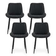 4x dining chairs retro pu leather kitchen lounge cafe accent chair black