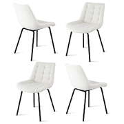 4x dining chairs velvet tufted kitchen lounge cafe accent chair beige