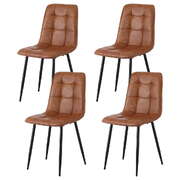  4x Dining Chairs Retro PU Leather Kitchen Lounge Cafe Accent Chair Brown