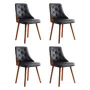 Set of 4 Dining Chairs Black PU 