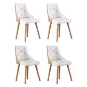 Set of 4 White PU Leather Dining Chairs  Modern and Sleek Design