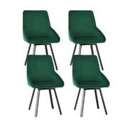 Set of 4 Green Velvet Dining Chairs with Swivel Base  Elegant Upholstered Chairs