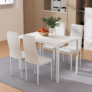 Dining Chairs & Table Dining Set 4 Chair Set Of 5 Wooden Top White