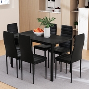 Dining Chairs & Table Dining Set 6 Chair Set Of 7 Wooden Top Black